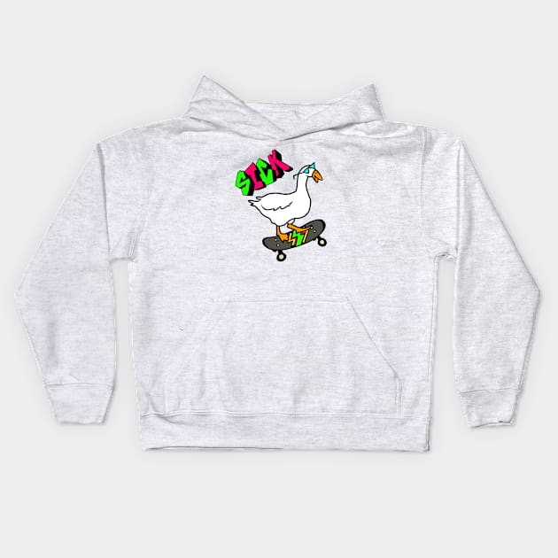 SICK Goose on Skateboard, Skater Bird.... So Rad! Kids Hoodie by CatsandBats